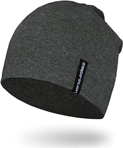 EMPIRELION 9" Multifunktionale Leichte Running Beanie-Mützen Skull Cap Radsport-Kappen Helmfutter Helm Unterziehmütze Schlaf Kappen für Damen Herren (Dunkelgraues Melange)