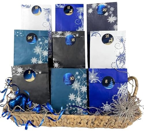 endlosschenken Adventskalender zum Befüllen Tüten Weihnachtskalender zum selber Basteln mit großen Tüten Kraftpapier