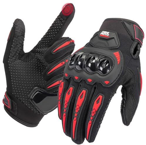 KEMIMOTO Motorrad Handschuhe Herr, Motorradhandschuhe Sommer mit Knöchelprotektor und Touchscreen, Atmungsaktive Outdoor Handschuhe für Herren und Damen, für Motorrad, Fahrrad, Roller, Jagd