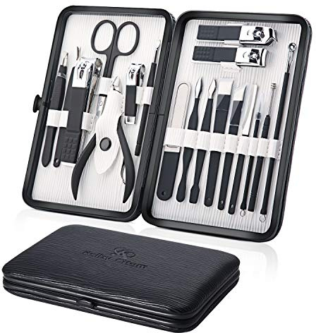Maniküre Set Professionelles Nagelknipser Pediküre Kit 18-tlg. Schwarz | Keiby Citom, Edelstahl, Nagelpflege Werkzeuge, für die Reise