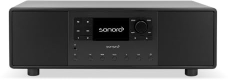 sonoro Primus Internetradio mit Bluetooth (Spotify, Deezer, Podcasts, FM/UKW, DAB Plus, WLAN, AUX-In, Holzgehäuse) Stereoanlage Schwarz