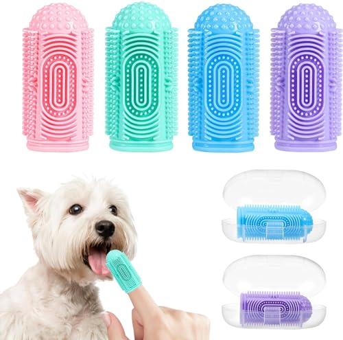 HundezahnbüRste Hunde ZahnbüRste 4 StüCk FingerzahnbüRste Hund Hund ZahnbüRste HundezahnbüRste Fingerling ZahnbüRste für Hunde HundezahnbüRste für Kleine Hunde Dog Toothbrush