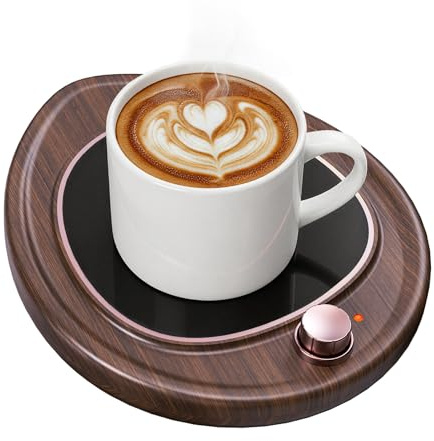 MQUPIN Kaffeebecherwärmer, Tassenwärmer für Schreibtisch, Elektrischer Kaffeewärmer 2 Temperatureinstellungen, Getränkewärmer, Tee, Milch, Kerzenwärmer, Büro, Schlafzimmer (Holzmaserung)