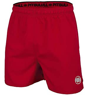 PITBULL - West Coast Sporthose Herren Kurz, Schnelltrocknende Kurze Sporthose Männer, Kurze Trainingshose, Komfortabel Fitnesshose Herren, Laufhose Herren Kurz - L, Rot