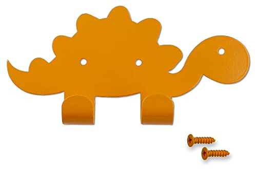 Keypak Kinder-Dinosaurier-Doppel-Kleiderhaken, Tür-Wandmontage, Metall, dekorative Haken für Jungen und Mädchen, Kleinkind-Schlafzimmer oder Baby-Kinderzimmer – farblich passende Befestigungen