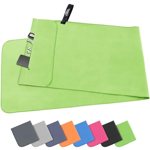 Pameil Fitness Handtuch |120x50cm| Kompakt & Schnelltrocknend mikrofaser Handtuch, Sporthandtuch, Reisehandtuch, Strandhandtuch mit Reißverschluss Tasche