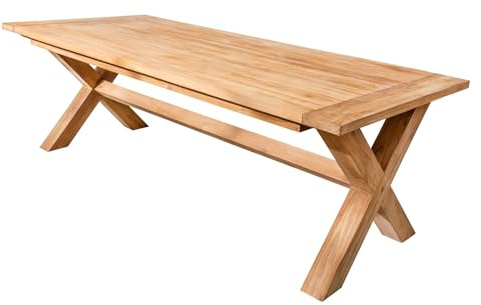 Riess Ambiente Gartentisch Empire Teak - 220x100cm - Natur - Teakholz | Platz für 10 Personen, individuelle Maserung, sicherer Stand, massive Verarbeitung, wetterfest