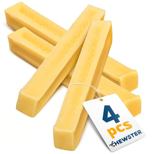 CHEWSTER Käsestangen für Hunde - Kaukäse Hundeknochen - Langer Kauspaß aus natürlicher Milch - Käse-Kauknochen (136 g, S, 4er Pack)