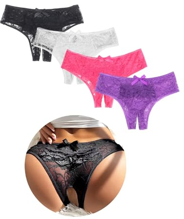 ohyeahlady Slip Ouvert für Frauen Große Größe Sexy Unterwäsche String Tanga | Dessous,Spitze,Höschen mit offenem schritt,Unterhosen Curvy,Heiße,Elastisch Panty,Soft,im schlitz öffnung,Clubwear,1/2/4 Pack