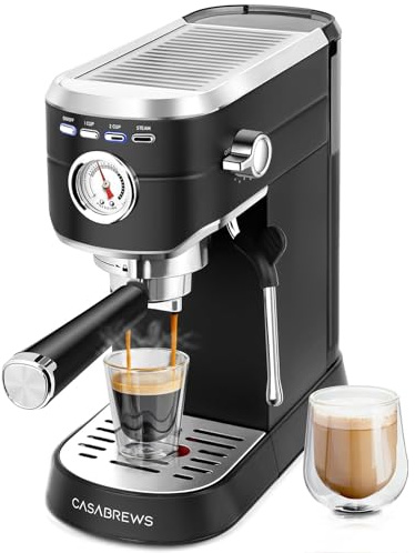 CASABREWS CM5418 Siebträgermaschine Espressomaschine mit Milchaufschäumer | 20 Bar Pumpe, Milchaufschäumer für Latte & Cappuccino, Abnehmbarer 1L Tank, PID & Thermoblock.Ideal für Zuhause & Büro
