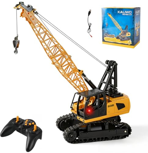 LTFIOON Kran Spielzeug, 2.4Ghz RC Kranfahrzeug, Ausfahrbarem Kran, Baustellen Fahrzeuge Set mit Lichtern,Geräuschen, KranFerngesteuerter Spielzeugkran, Kinder Baustellenfahrzeuge für 3 4 5 6 7 Jahre