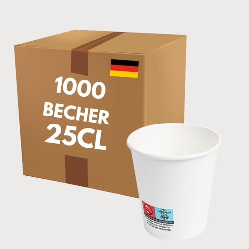 COVR Weiße Pappbecher Coffee to Go, Einweg Kaffeebecher & Papierbecher, für Heiß- & Kaltgetränke, robust und griffig, 25 cl (8 oz), 1000 Stück