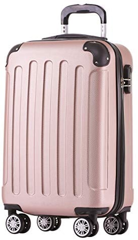 BEIBYE Zwillingsrollen Hardcase Reisekoffer Koffer Trolleys Hartschale in XL-L-M in 14 Farben (Rosagold, Handgepäck (55cm))