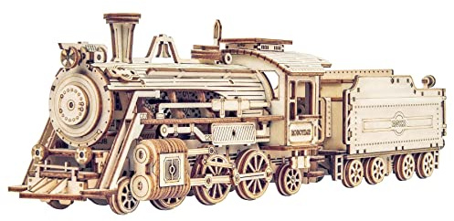 ROKR 3D Puzzle Express Dampflokomotive Holzpuzzle Modellbau - lokomotive Holzbausatz - Weihnachten Geburtstagsgeschenk für Jugendliche und Erwachsene (Prime Steam Express)