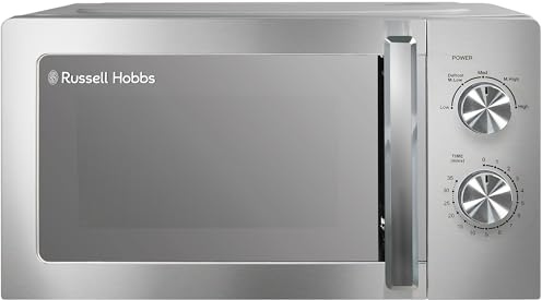 Russell Hobbs RHMM827SS Edelstahl-Mikrowelle 20 Liter 800 W nur manuell mit 5 Leistungsstufen, Auftaufunktion und einfache Reinigung, 35 Minuten Timer