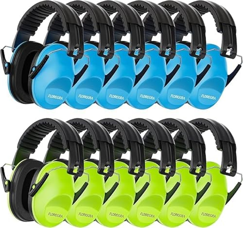 [12 Pack] Ear Defenders Children - Kids Ear Defenders for Autism, Toddler, Children Age 3-16 Years Old - Noise Cancelling Headphones for Kids for Concerts, Air Shows, Fireworks - 28dB SNR