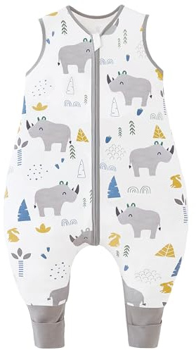 Chilsuessy Baby Schlafsack Mit Beinen 2.5 Tog Winter Unisex Ganzjahres Mit Füßen, Süßes Nashorn, 70cm/Baby Höhe 75-85cm