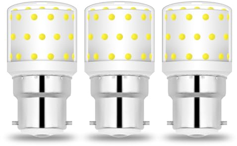 TRIJZHOU B22 Mais Glühbirne 6W AC100-265V Kaltweiß 6000K 3er-Pack | nicht dimmbar, ersetzt 60W Glühlampe, 806 Lumen, Bajonettfassung