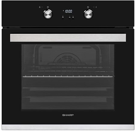 Sharp K-61D27BM1-FR Einbau-Elektro-Backofen mit 68 L auf 5 Ebenen, Pyrolyse Selbstreinigung und 6 Heizarten, Schwarz