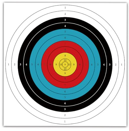 longbowmaker 20 Blatt Bogenschießen Zielscheiben Auflagen 60cm*60cm Internationaler Standard 10 Ring Papier-Scheibenauflagen