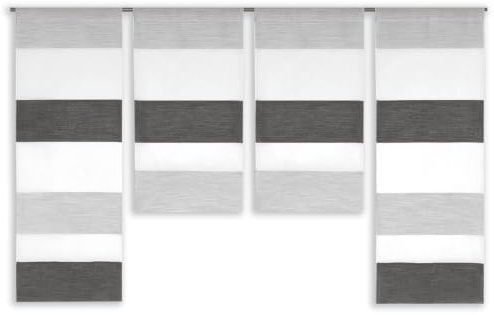 Design Mini Flächenvorhang Set anthrazit 2291 | 4 Teile | Scheibengardine Gesamtbreite 120cm (4x30cm) Höhe 80/60/60/80cm