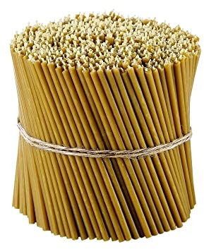 Danilovo Ritual Kerzen 100% Bienenwachs (Gelb) - Orthodoxe Kerzen für Gebet Tischdeko Hochzeit - Ungiftig, Ruß - Tropffrei, Nachhaltige Produkte, N140, Höhe: 16 cm, Ø 5 mm (700 stück)