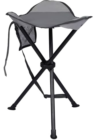 Portal Klapphocker Faltbar mit Seitentasche Dreibeinhocker Ultraleicht Tragbarer Angelstuhl 53.3cm Hoch 102KG Belastbar Campinghocker mit Seitentasche für Angeln Camping Wandern Grau
