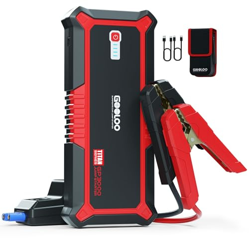 GOOLOO GP3000 Starthilfe Powerbank,3000A Tragbares Starthilfe für bis zu 9,0L-Gas und 7,0L Diesel, 12V SuperSafe Lithium Batterie Booster Auto Starthilfe mit USB-Schnellladung
