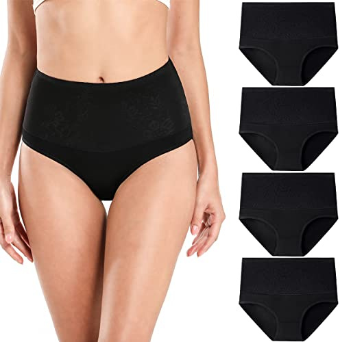 wirarpa Bauchweg Unterwäsche Damen Baumwolle Slips 4er Pack
