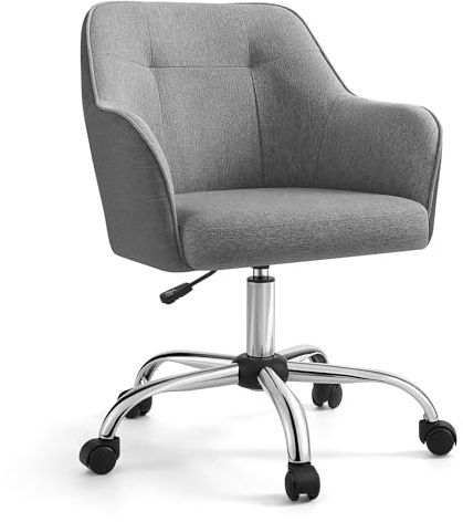SONGMICS Homeoffice Stuhl, Drehstuhl, Schreibtischstuhl, höhenverstellbar, bis 110 kg belastbar, atmungsaktiver Stoff, für Arbeitszimmer, Schlafzimmer, grau OBG019G01