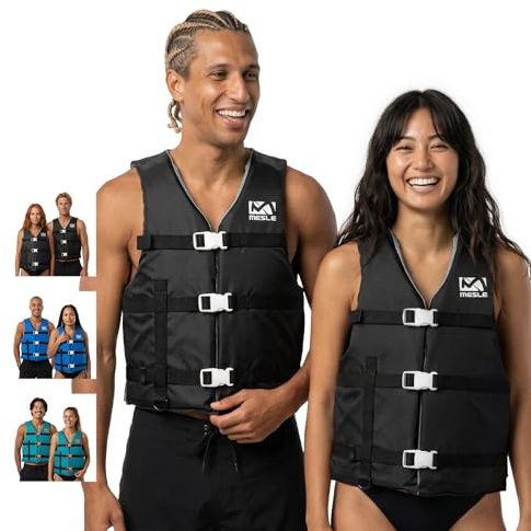MESLE Schwimmweste Erwachsene Promo, Universal 50N Schwimmhilfe für Herren & Damen, Auftriebsweste für Sup, Kanu, Wakeboard, Wasserski, Prallschutzweste, Paddelweste für Boot