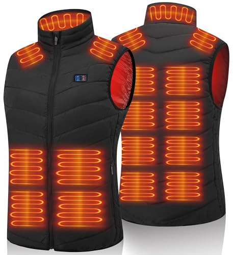 Beheizbare Westefür Herren und Damen, Heizweste mit 15 Heizpads, Beheizbare Weste Damen Körperwärmer für Radfahren, Skifahren, Geschenk für Weihnachten und Erntedankfest (Akku nicht enthalte)