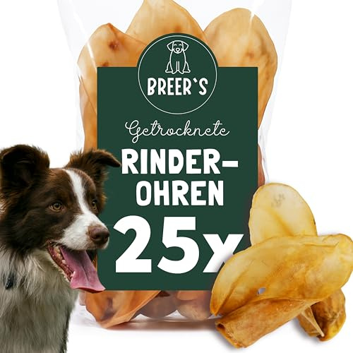 BREERs Rinderohren für Hunde getrocknet, 25 Stück - Kauartikel