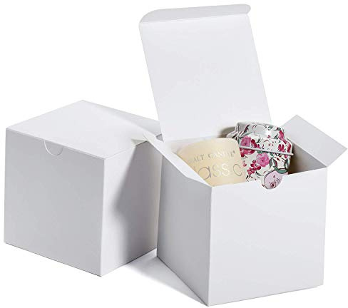 HOUSE DAY 50 Stück Geschenkbox Geschenkboxen Geschenkschachtel Weiß mit Deckel für Kinder Baby Geburtstagsgeschenk Hochzeit Weihnachtsgeschenkbox 10 x 10 x 10cm