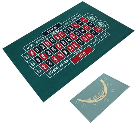 Guozyly Pokermatte Pokertischauflage, 60x90 cm Poker Tischauflage Pokerauflage Doppelseitige Muster, Doppelseitige Filz Roulette Matte Tischspiel aus Filz (A - 60x90 cm)