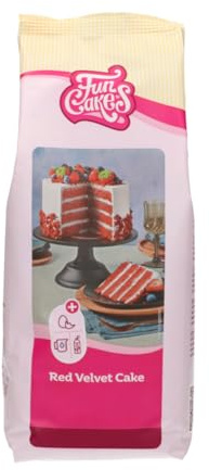 FunCakes Mix für Red Velvet Cake - Einfach zu verwendender Backmischung, schön weicher und flauschiger Kuchen mit leichtem Schokoladengeschmack - 1 Kg