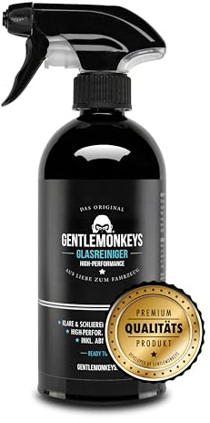 GENTLEMONKEYS Glasreiniger Auto (500ml) - Scheibenreiniger Innen & Außen | Streifenfrei - Mit Abperleffekt - Für Autoscheiben, Glasflächen, Fenster - Made in Germany - High-Performance Glas Reiniger