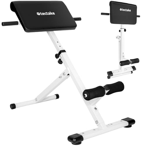 tectake® Hyperextension Trainingsbank, Hantelbank klappbar, Rückentrainer und Bauchtrainer, Bauchmuskeltrainer, gepolsterte Bank, Schrägbank für Bauch Beine Po Workout, Equipment für Home Gym