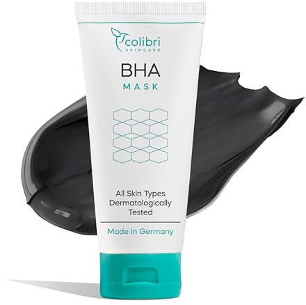 colibri skincare BHA Mask 150ml - Aktivkohle Gesichtsmaske | Bindet überschüssigen Talg und Verunreinigungen, ohne auszutrocknen, mit Salicylsäure, Kaolin & Totes-Meer-Salz