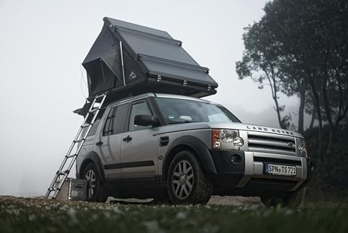 GEAR ROCK Revelstoke Dachzelt I 2-Personen Autodachzelt I Hartschale I 4-Jahreszeiten Ausstattung I Aluminium Campingzelt mit Dachträger