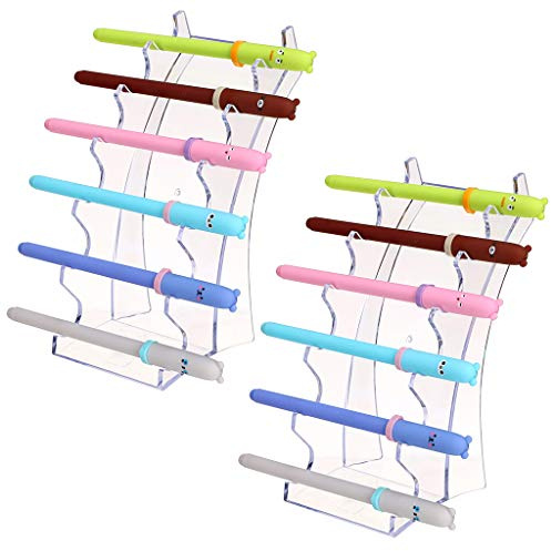 BTSKY 2 x Acryl-Stiftständer mit 6 Fächern, transparenter | Transparenter Stifthalter, Make-up-Pinsel-Organizer, E-Zigarettenhalter, Organizer, Rahmenhalter für Zuhause