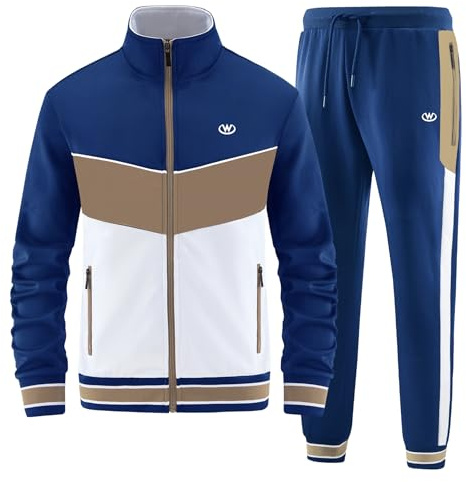 ANOTWENER Herren Trainingsanzug Jogginganzug Set Sportanzug mit Jacke Hose | Herren Freizeitanzug mit Reißverschluss Jacke elastische Jogginghose Stretch Sportbekleidung für Fitness Training und Alltag
