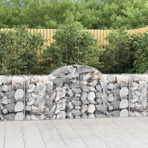 Xichuzi Gabione mit Hochbogen, Gabionenkörbe, Gabionen Hochbeet, Steinkorb, Gabionengitter, Drahtkorb Für Pflanzen, Kräuterspirale Für Garten, 200x50x80/100 cm Verzinktes Eisen