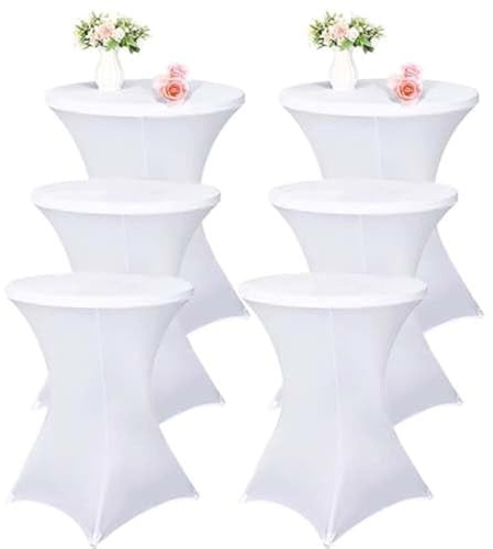 Vnituasr 6er-Set Cocktail Tischhussen, Stehtisch Husse für Bistrotisch Ø 60-65 cm, Weiße Stretch-Tischdecke für Party, Ausstellung und Stehtische(60×110cm,Weiß)