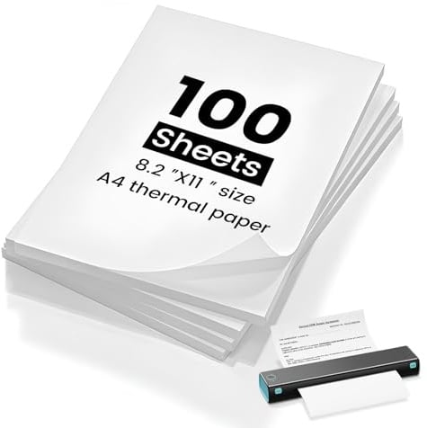 (100 Blatt) A4 Thermopapier, kompatibel mit den meisten A4-Thermodruckern, BPA-frei, schnell trocknend, Thermodruckerpapier ideal für Dokumente, Webseiten und Fotos.