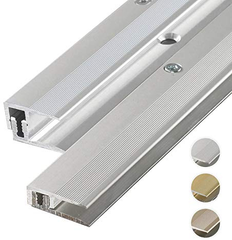 HORI® Bodenprofil Übergangsprofil I Aluminium-Bodenleiste in Silber, Champagne und Edelstahl I passend für Vinyl, Laminat, Parkett I Abschlussprofil Bodenbelagstärke: 4-9 mm I Edelstahl Silber Alu