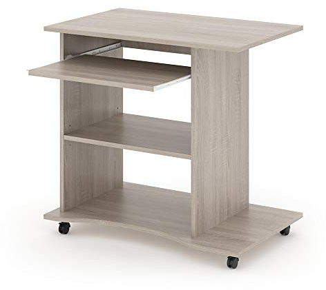 Vicco Schreibtisch Harm, Sonoma, 80 x 50 cm | mit Rollen und ausziehbarer Tastaturablage, platzsparend stellbar