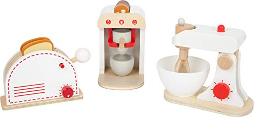 small Foot 3 teiliges Küchengeräte-Set für Kinderküche, Kaffemaschine, Toaster und Mixxer aus Holz, ab 3 Jahren, 11684