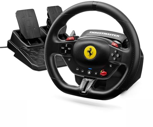 Thrustmaster T98 Ferrari 296 GTB Edition – Rennlenkrad mit linearem Widerstand & automatischer Zentrierung (Bungee Cord) – Offizielle Ferrari-Lizenz, Inkl. 2-Pedal-Set – Für PS5, PS4 & PC