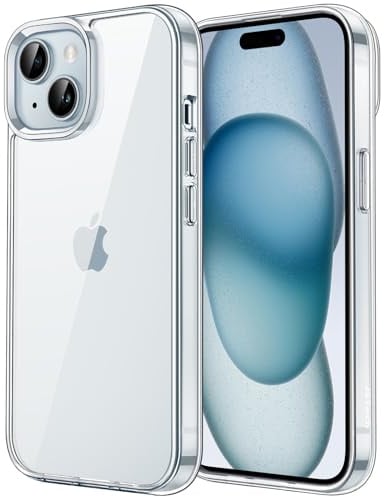 JETech Hülle für iPhone 15 6,1 Zoll, Anti-Vergilbung Handyhülle Stoßfest, Schutzhülle Anti-Kratzt Transparent Rückseite (Durchsichtig)